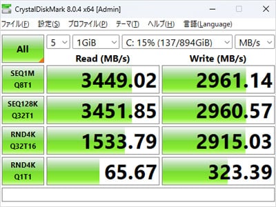 OS用に使用したSSD(CORSAIRの「MP510 960GB」)