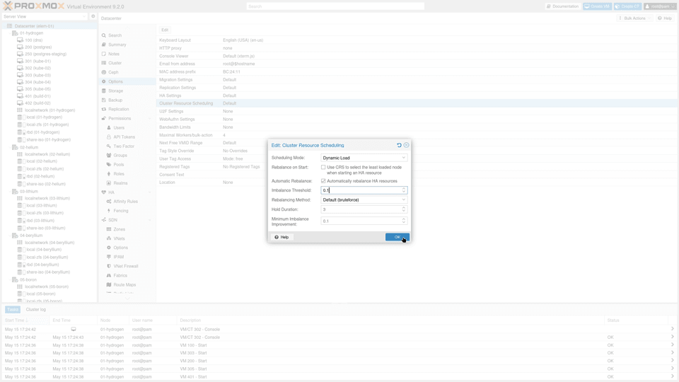 Proxmox VE 9.2 Dynamic Load Balancer