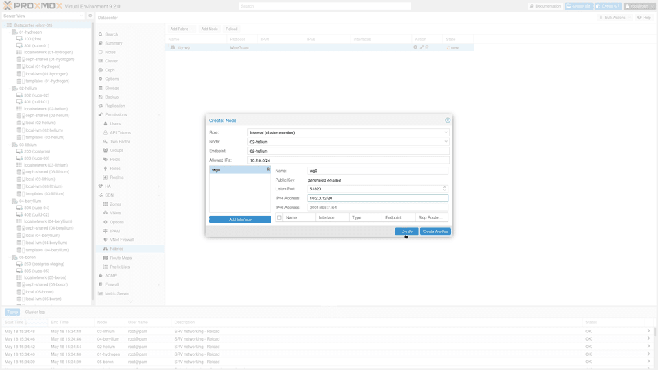 Proxmox VE 9.2 SDN WireGuard Fabrics